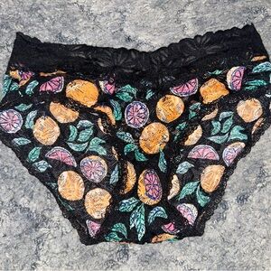 Floral Lace Women's Panties - Black and Orange
